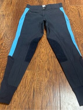 Dover Saddlery Riding Breeches Light Blue Knee Patch